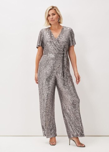 Phase Eight Allesandra Sequin Jumpsuit Blue/Grey USA | 3927601-CT